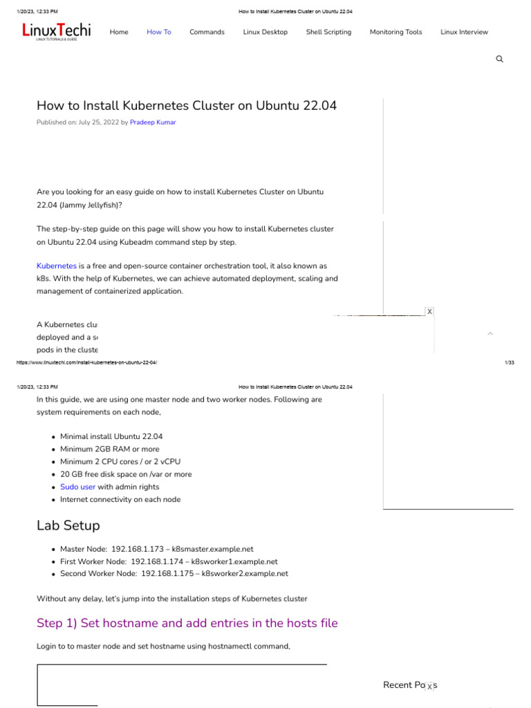 How To Install Kubernetes Cluster On Ubuntu 22.04 | PDF | Computer ...