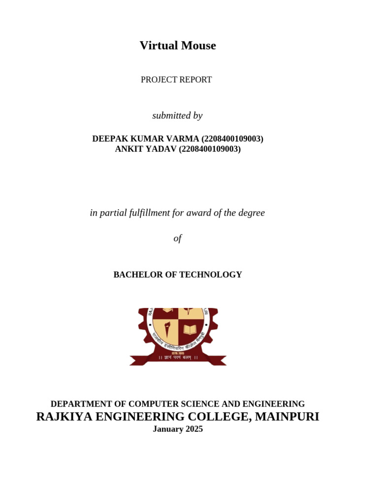 Report AIVirtual Mouse System (1) | PDF | Software Development Process ...