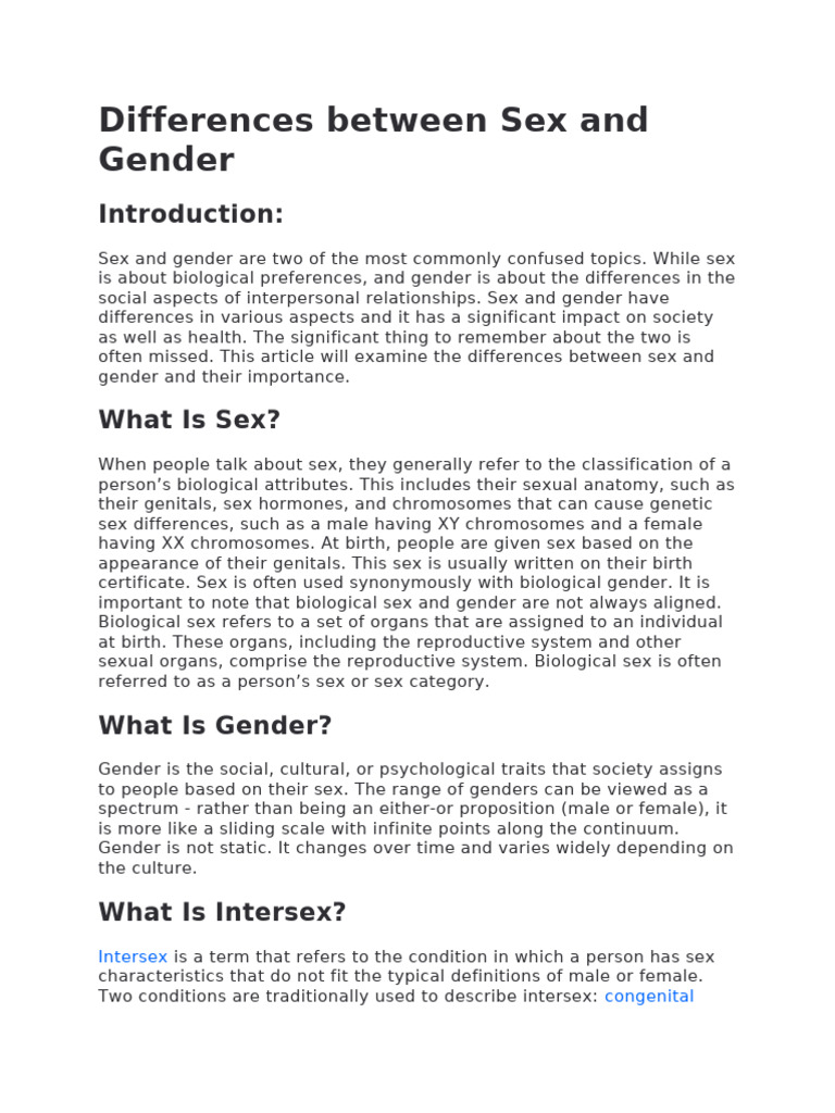 Understanding Sex vs. Gender Differences | PDF | Gender | Gender Studies