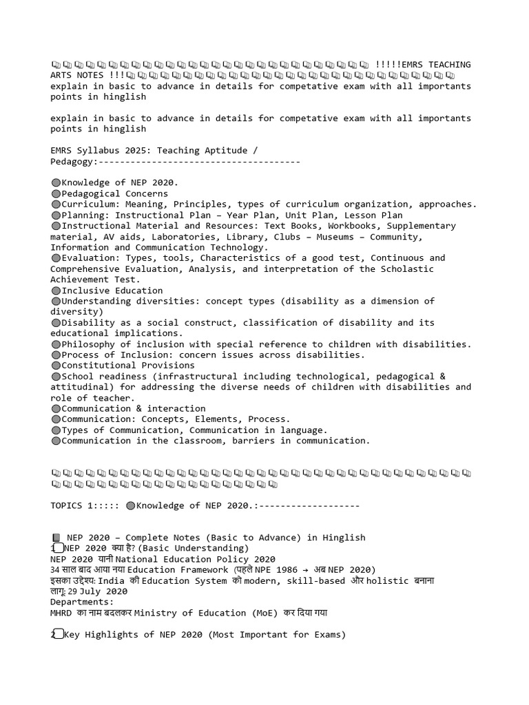 Emrs Teaching Aptitudes Notes | PDF | Inclusion (Education ...