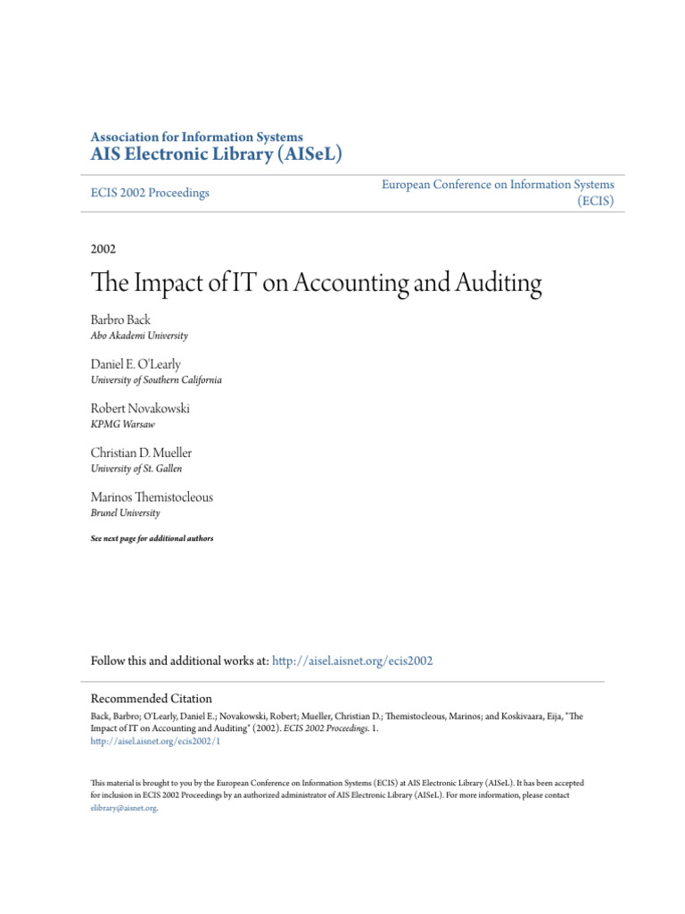 IT's Impact on Accounting & Auditing | PDF | Information | Audit