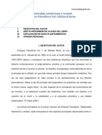 10 Ideas y Crítica de "Objetividad, Relativismo y Verdad" Richard Rorty, Vol I