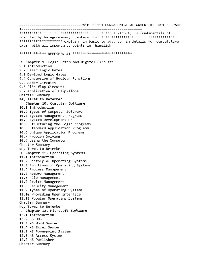 Computer Fundamentals Notes in Hinglish | PDF | Operating System ...