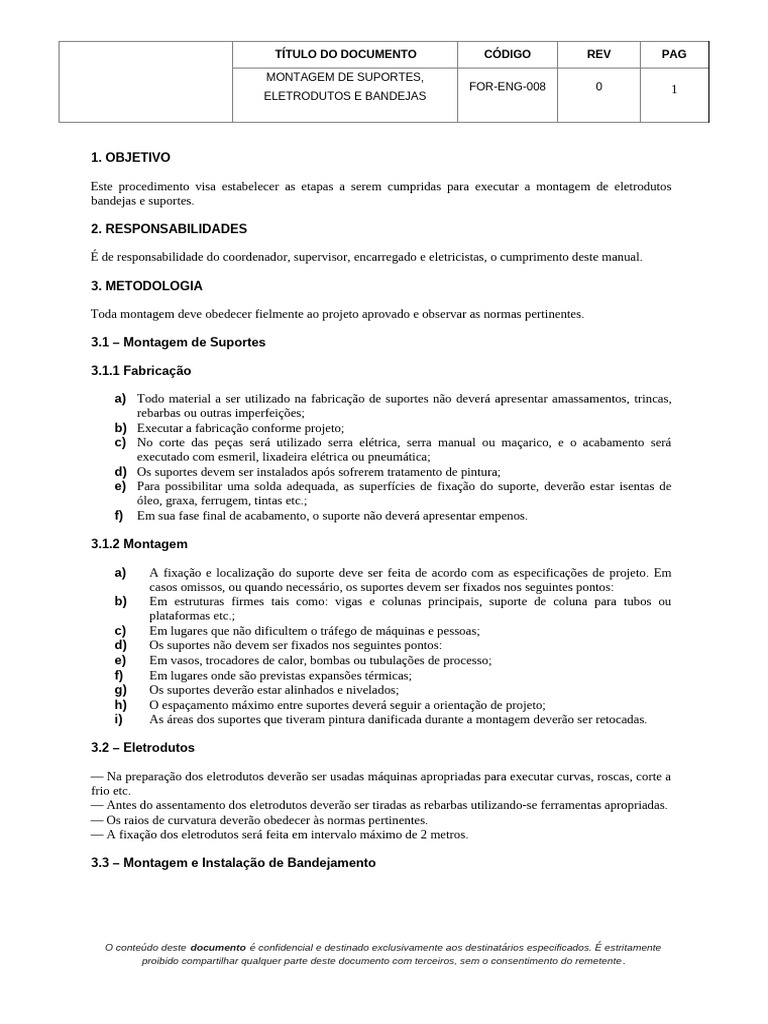 Montagem de Suportes e Eletrodutos | PDF
