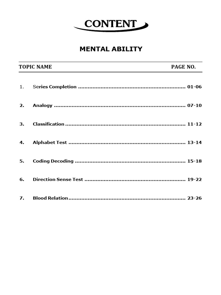 Series Completion and Mental Ability Tests | PDF