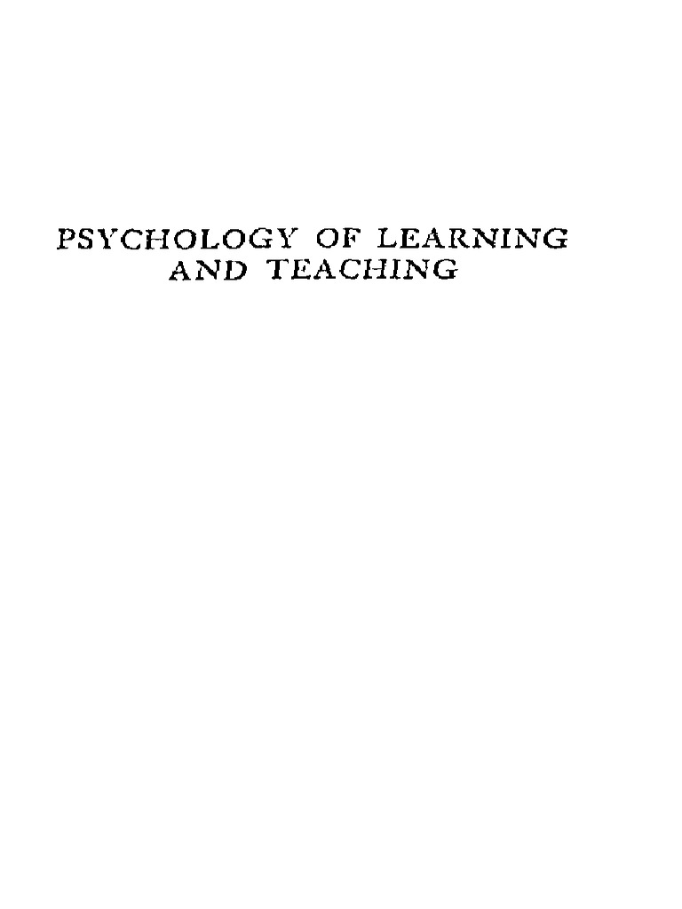 Psychology of Learning and Teaching | PDF