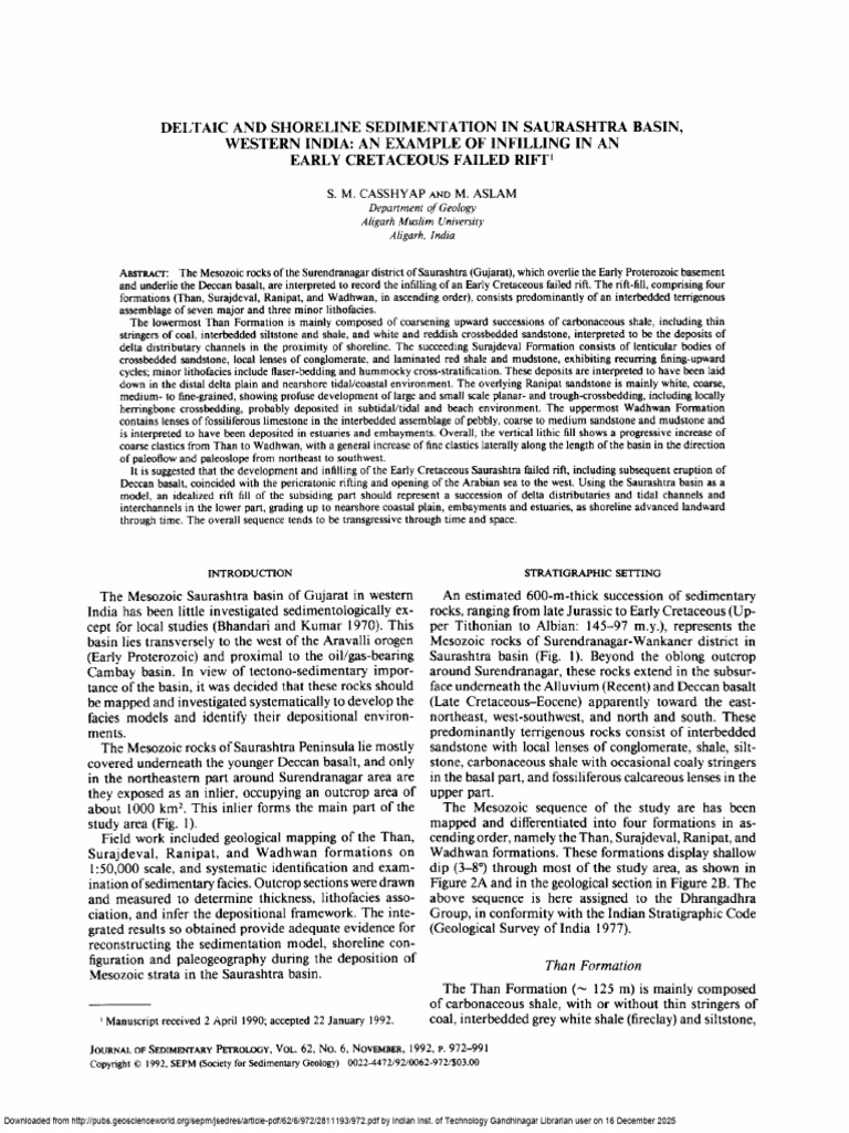 Early Cretaceous Sedimentation in Saurashtra | PDF | Sedimentary Rock ...
