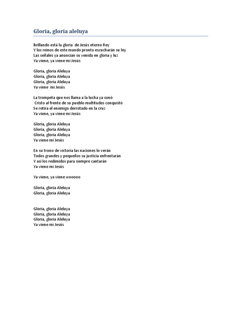 Gloria Gloria Aleluya gloria gloria aleluya
