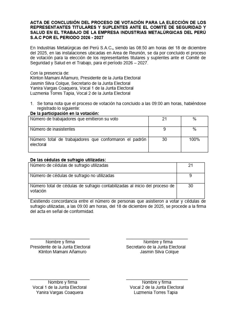 Acta Conclusion Proceso | PDF