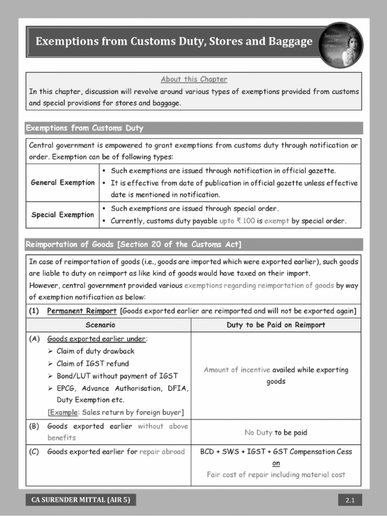 Illustration of Export Duty Exemption