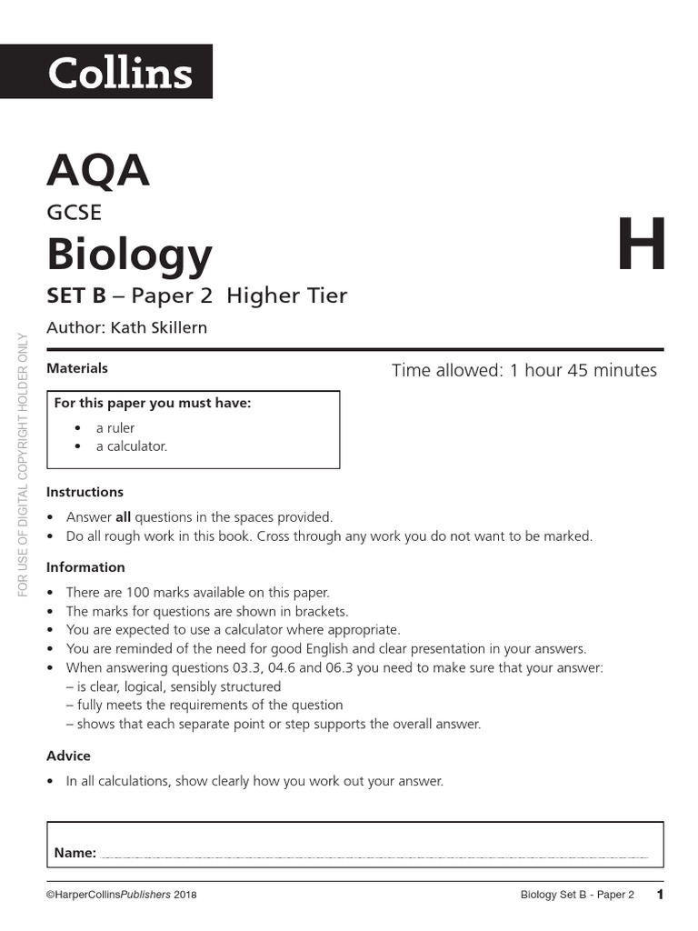 GCSE Biology Set B Paper 2 Guide | PDF | Brain | Diabetes