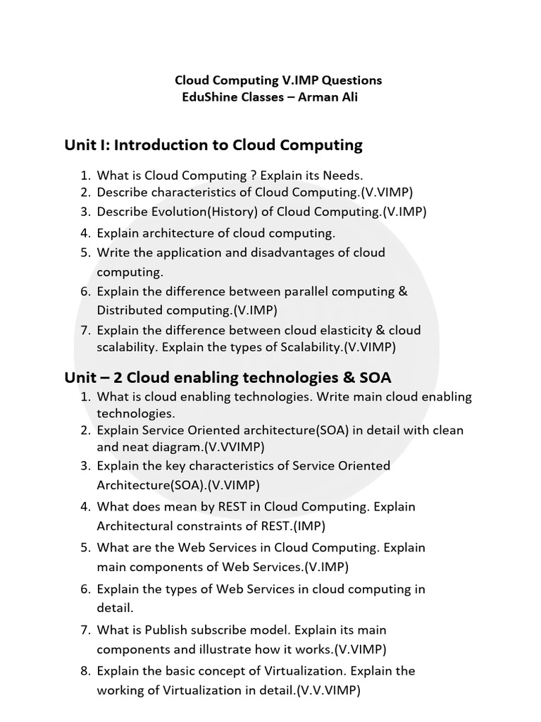 Essential Cloud Computing Questions Guide | PDF | Cloud Computing ...