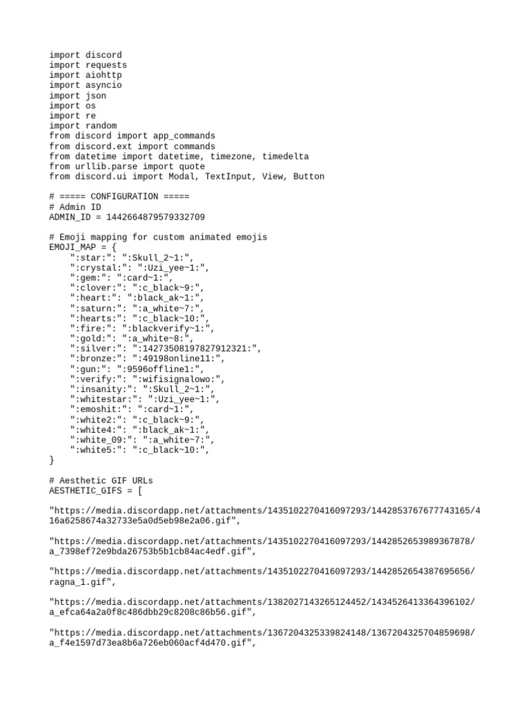 Discord Bot Configuration Script | PDF | Software | Computing