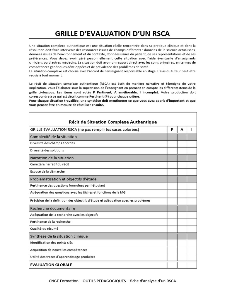 Évaluation d'un Récit de Situation Clinique | PDF | Recherche d ...