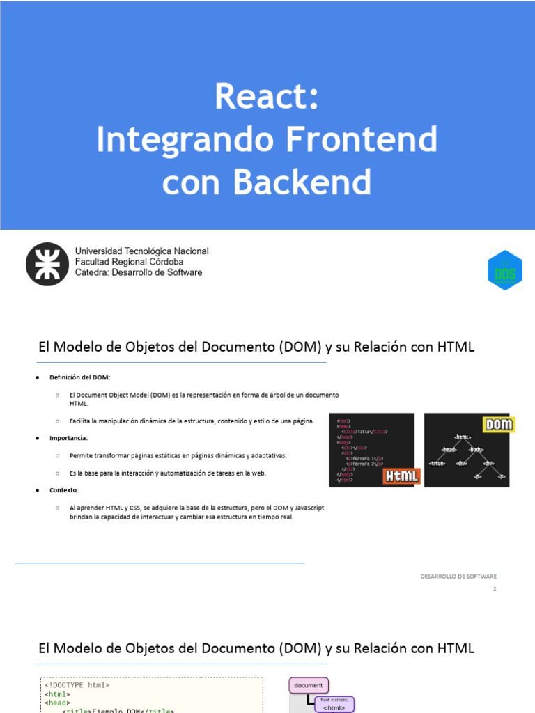 DDS-3k1 - Desarrollo de Software - Integración Backend - 2024 | PDF ...