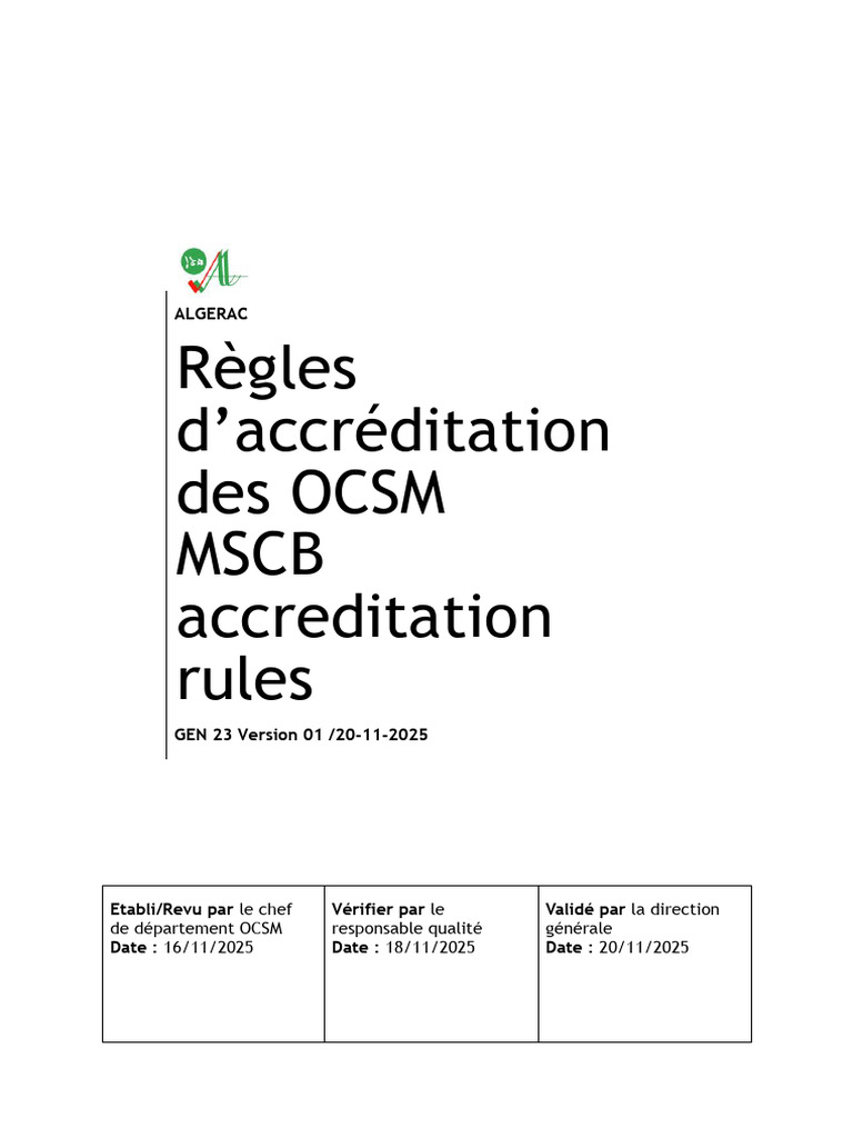 Règles d'accréditation OCSM ALGERAC | PDF | Audit | Sécurité