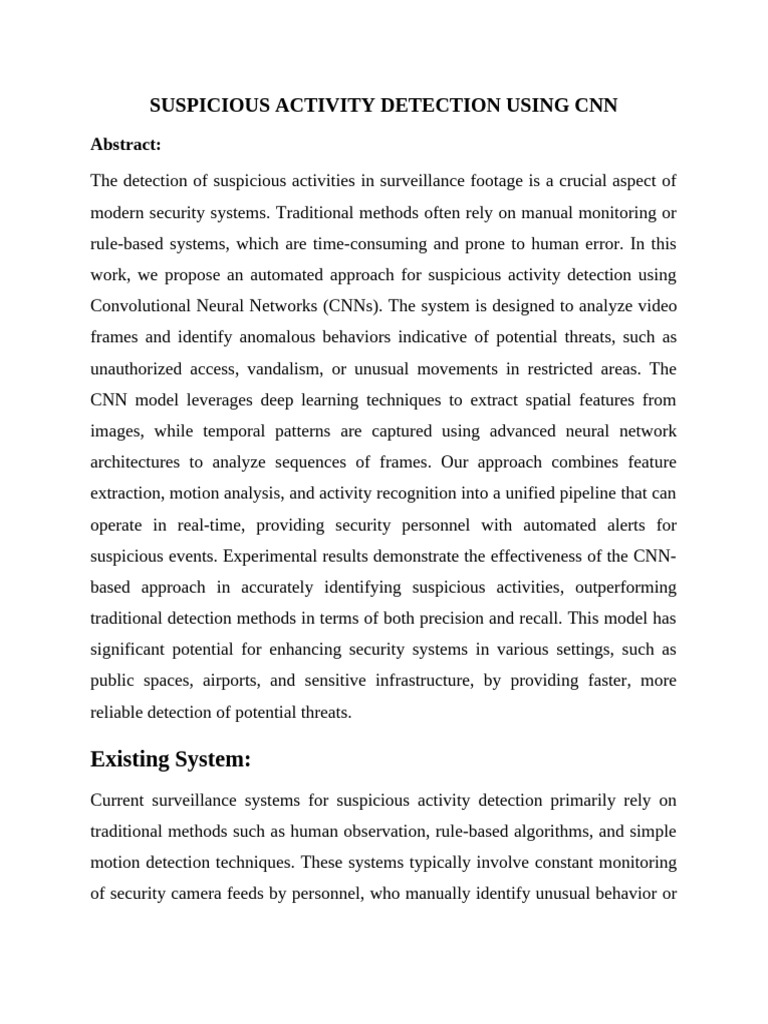 Suspicious Activity Detection Using CNN | PDF | Surveillance | Deep ...