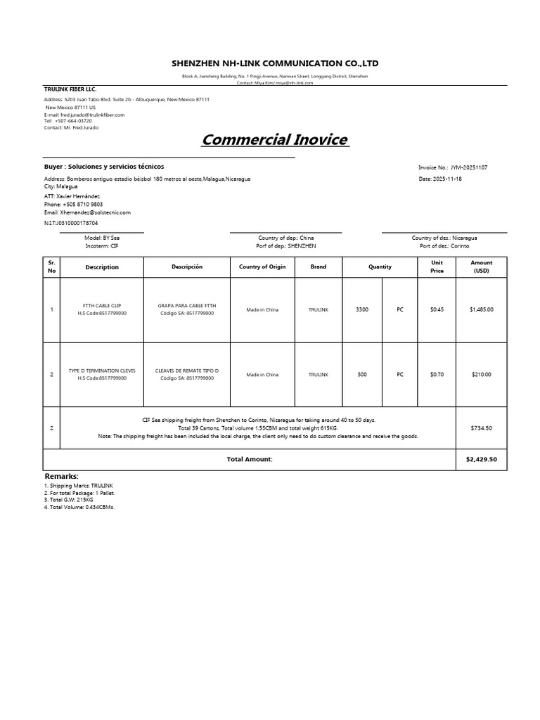 Commercial Invoice-99100 (1) | PDF | Supply Chain Management | Freight ...