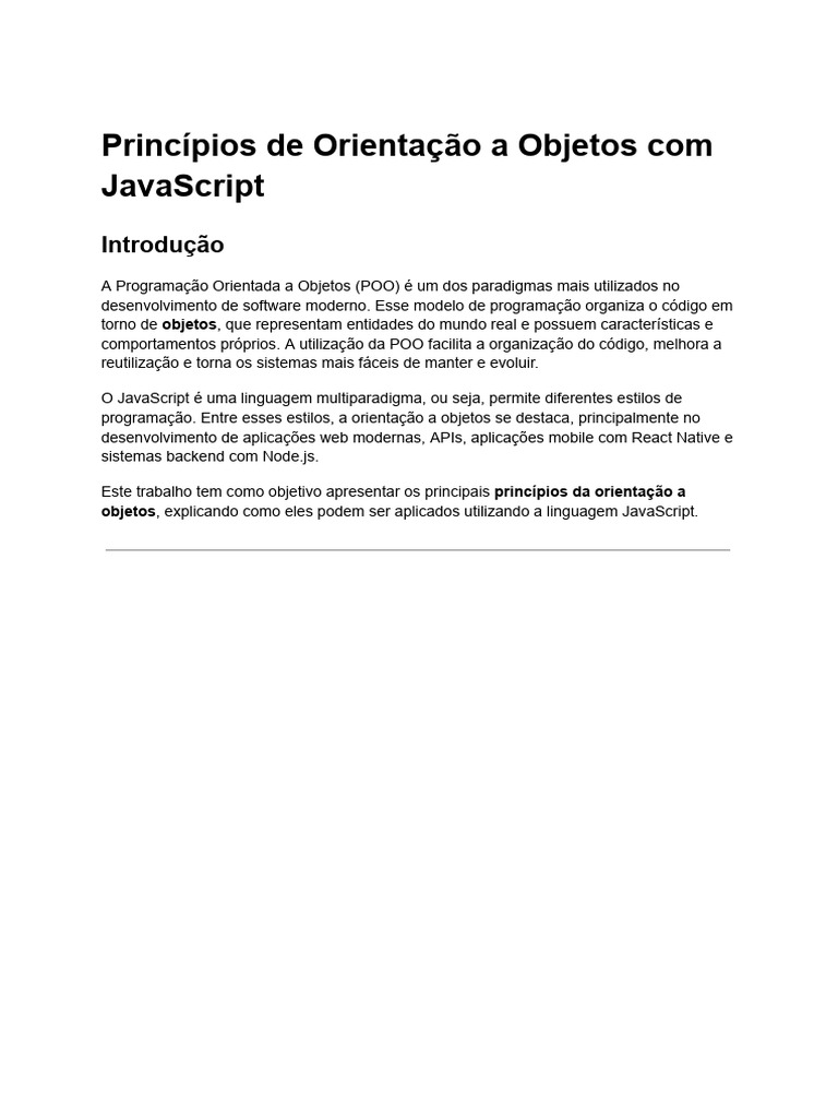 Princípios de POO em JavaScript | PDF | Classe (programação de ...