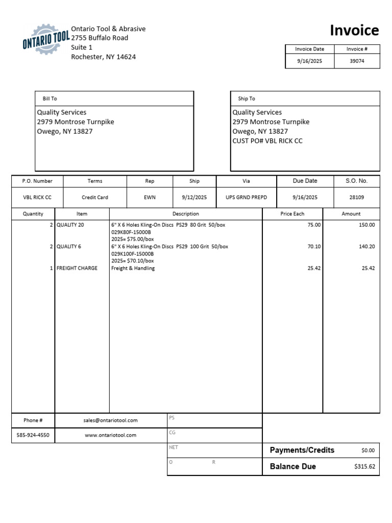 Invoice for Quality Services Order | PDF | Banking Technology | Payments