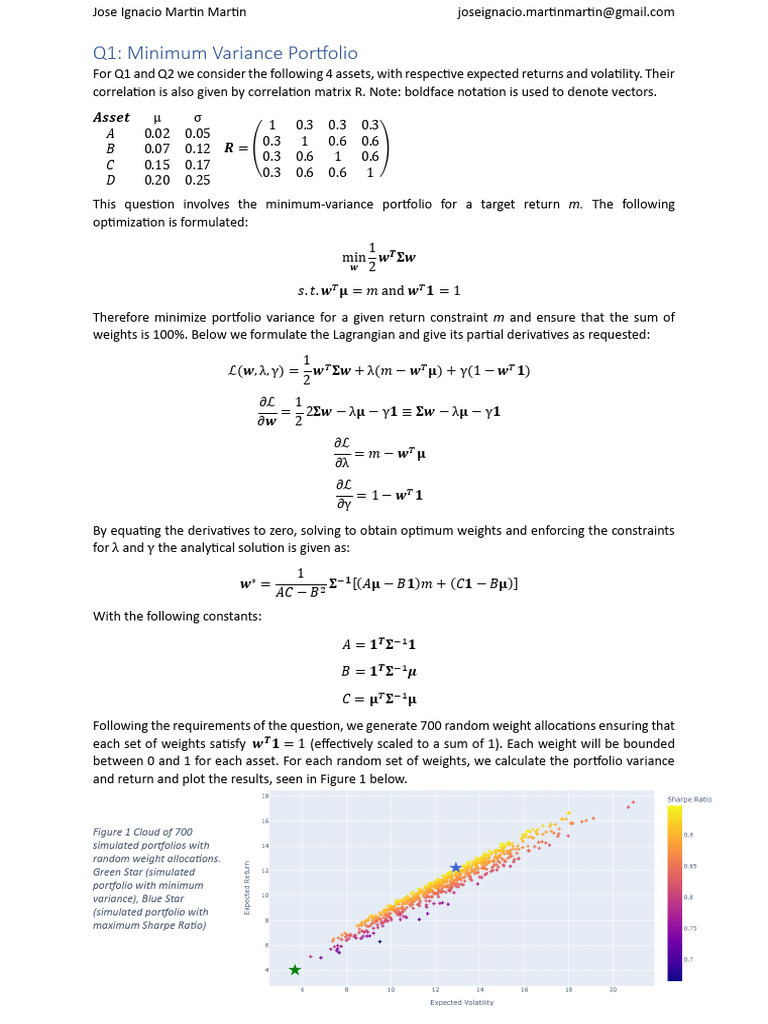 Exam 1 CQF | PDF | Modern Portfolio Theory | Variance