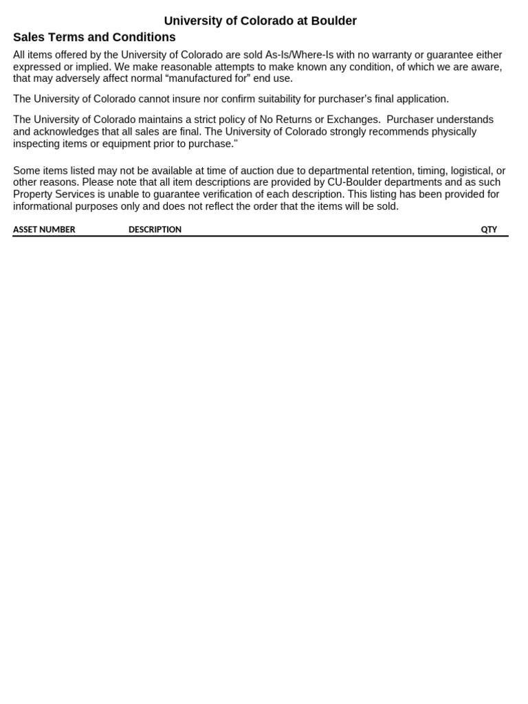 CU Boulder Sales Terms & Conditions | PDF