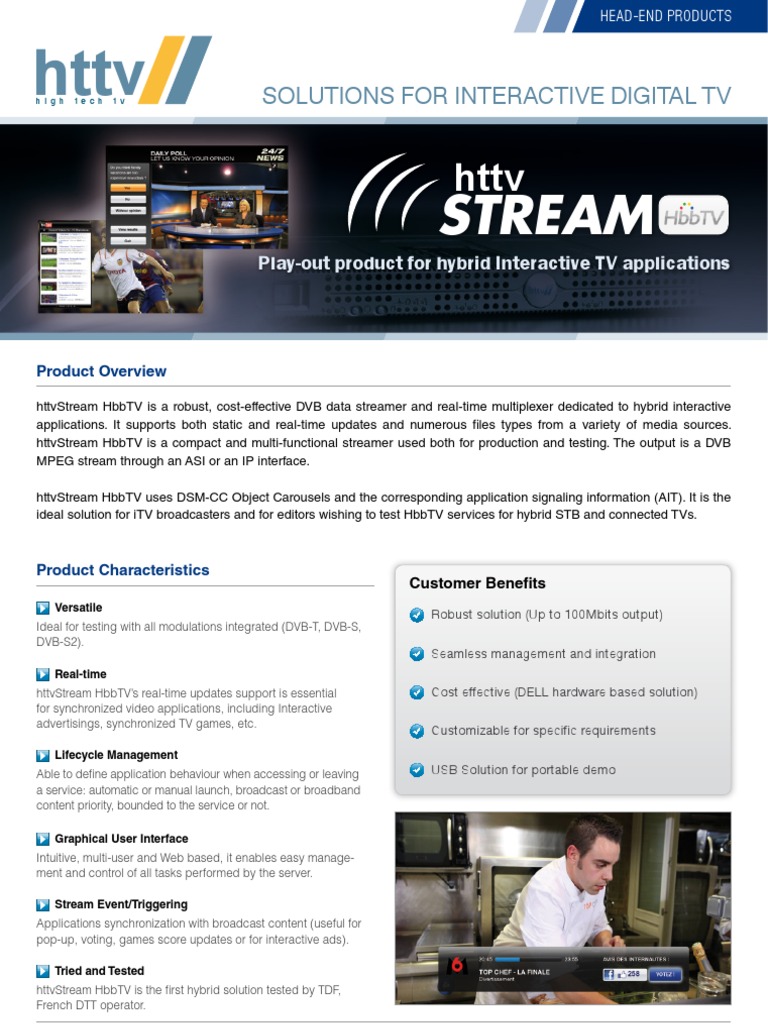 ProductSheet HeadEnd HttvStream HBBTV | PDF | Iptv | Set Top Box