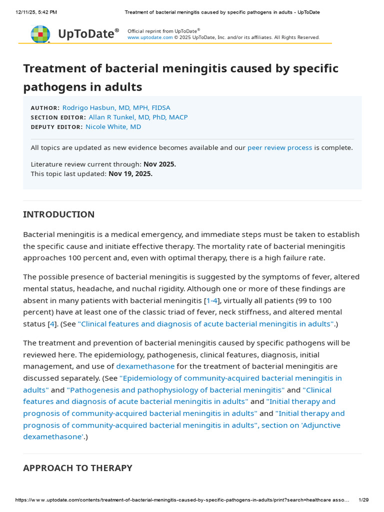 Treatment of Bacterial Meningitis Caused by Specific Pathogens in ...