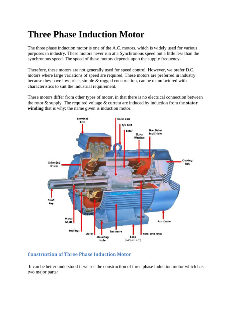 Three Phase Induction Motor Overview | PDF | Electric Motor ...