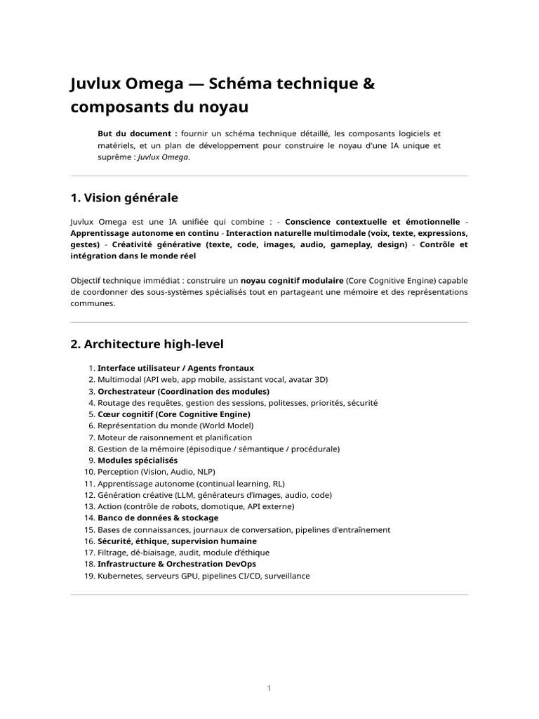 Schéma technique de Juvlux Omega IA | PDF | Intelligence artificielle ...