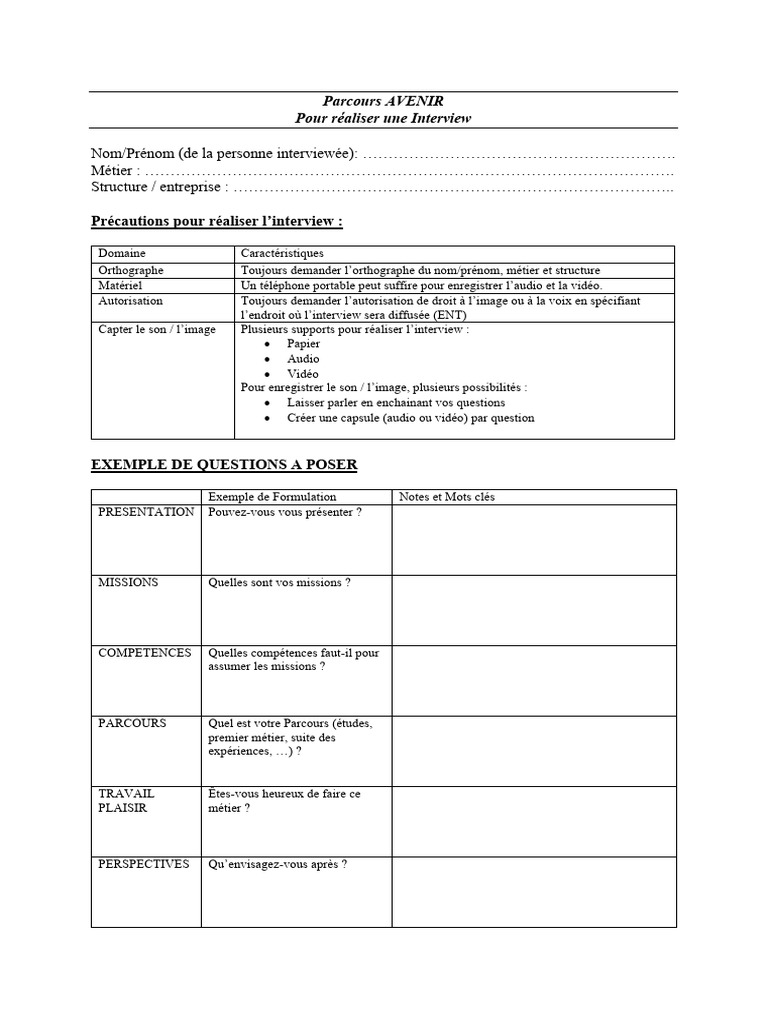 Guide pour réaliser une interview professionnelle | PDF