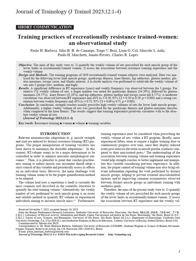 Resistance Training Volume in Women | PDF | Effect Size | Human Leg
