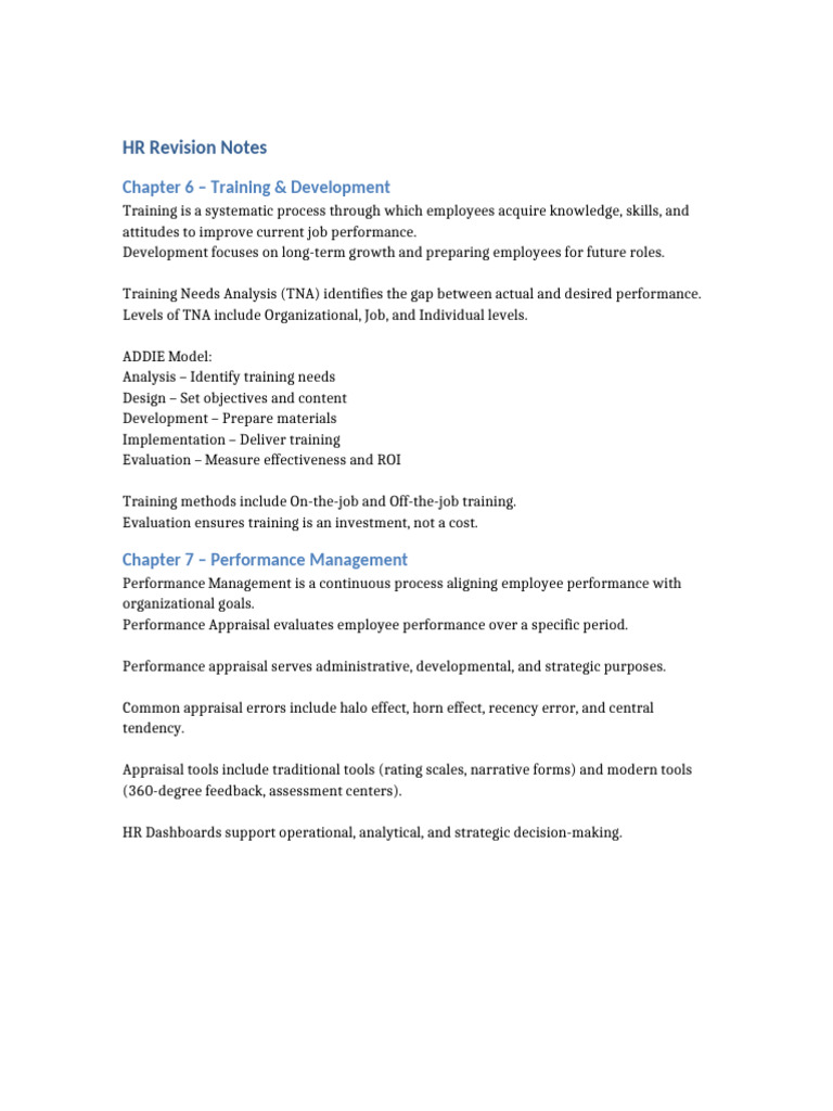 HR Chapter 6 & 7 Notes | PDF