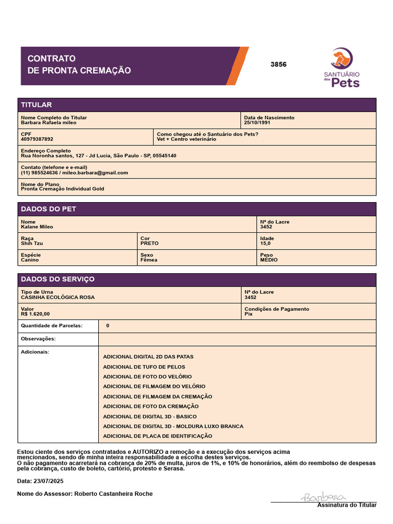 Cremação Individual de Pets: Kalane Mileo | PDF | Pagamentos