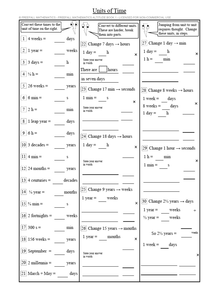Time Conversion Exercises and Examples | PDF