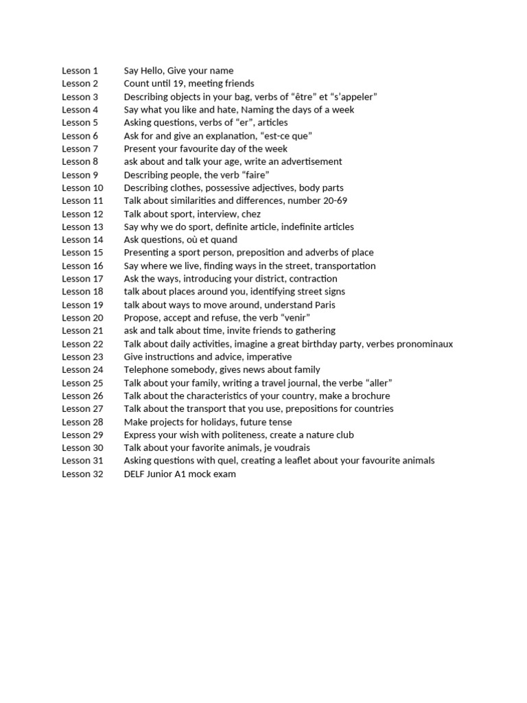 Beginner French Language Lessons Guide | PDF
