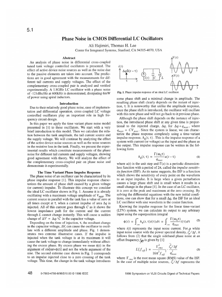 +hajimiri - Phase Noise in CMOS Differential LC Osicllators | PDF