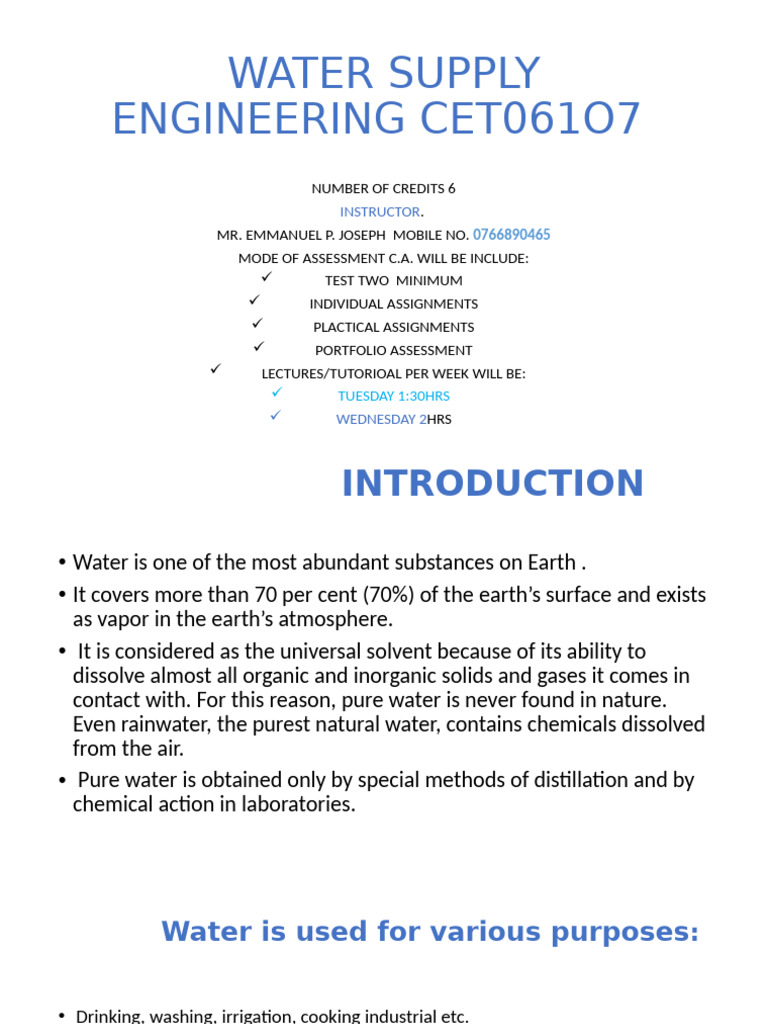 Water Supply Engineering Overview | PDF | Water | Hydrology