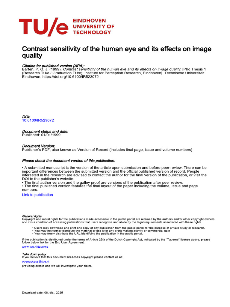 Human Eye Contrast Sensitivity Explained | PDF