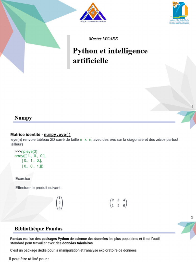 Introduction à Numpy et Pandas en Python | PDF | Informatique