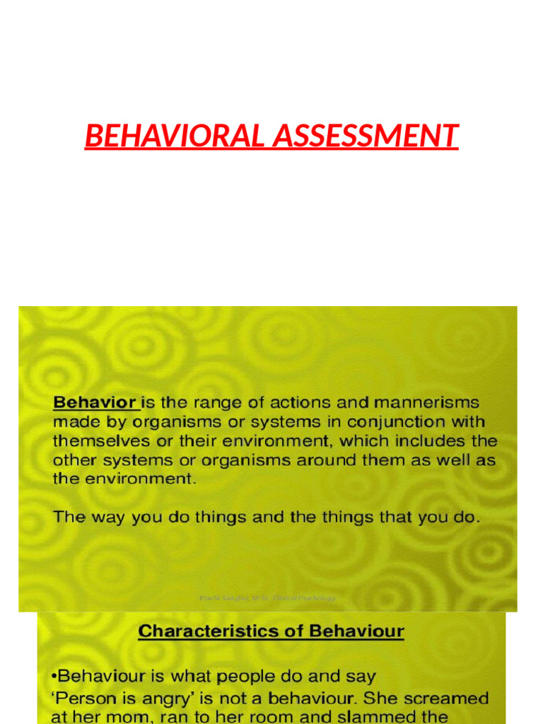 Behavioral Assessment | PDF