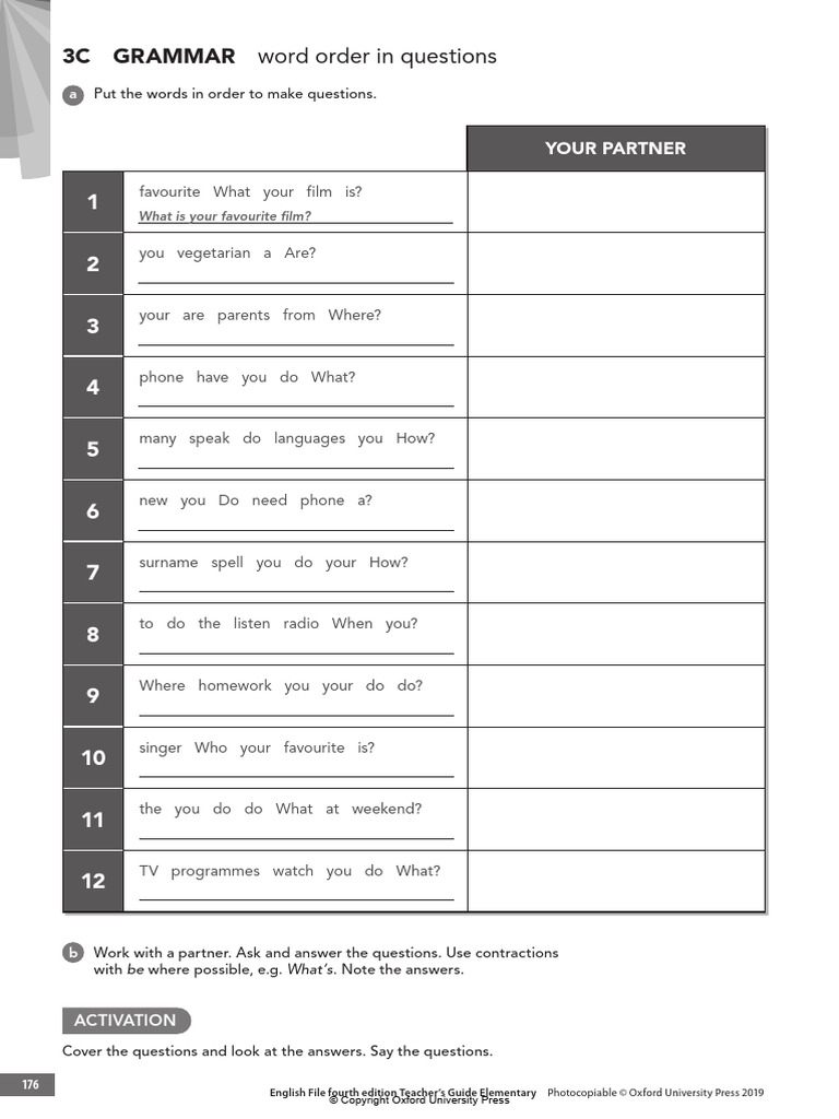 English File Teacher's Guide: Question Order | PDF