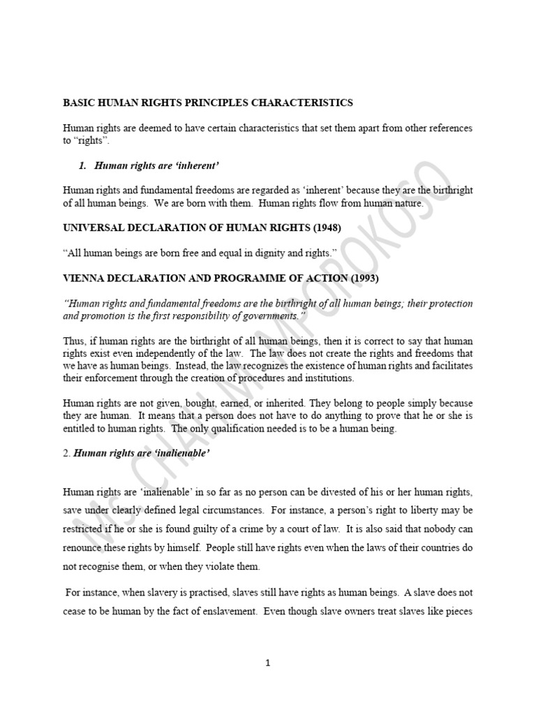 Key Characteristics of Human Rights | PDF | Human Rights | Rights