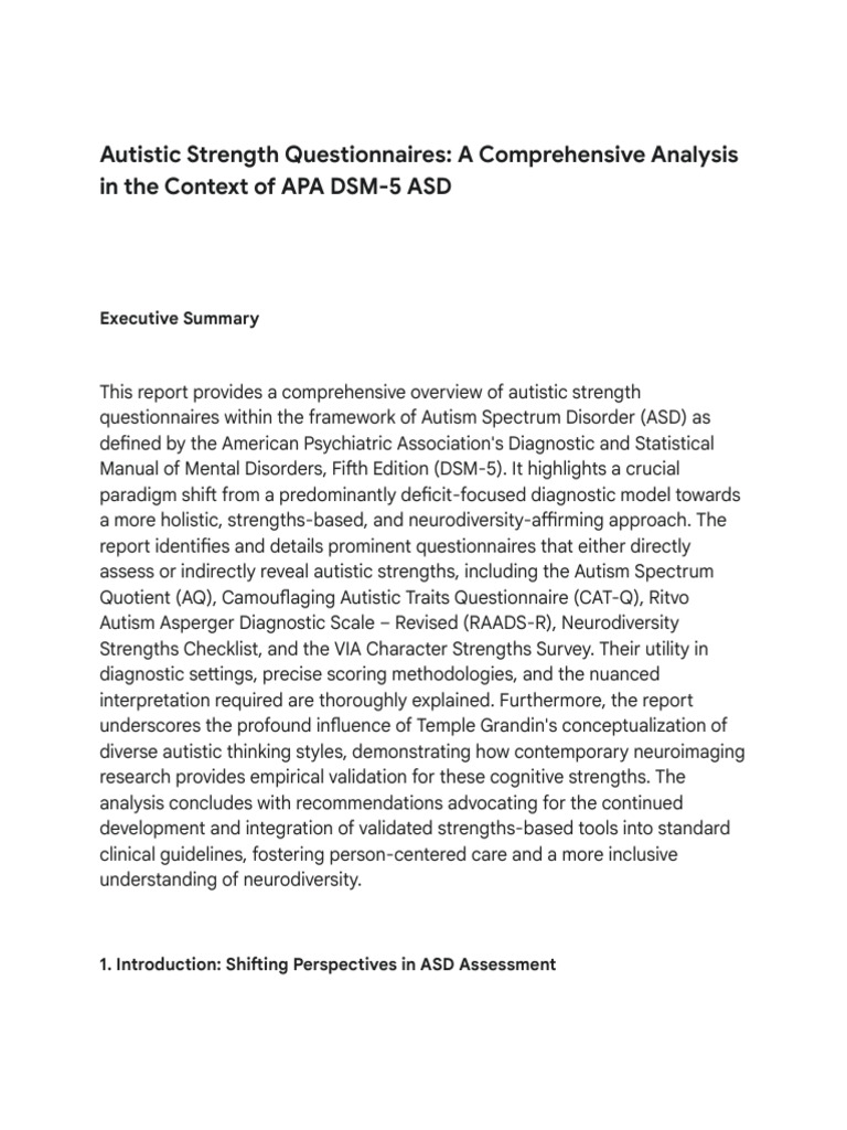 Q D2 STRENGTHS Autistic Strengths - Assessment and Diagnosis | PDF ...