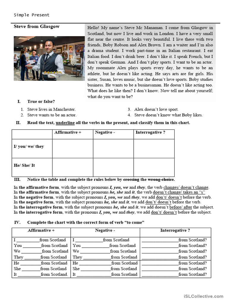 Simple Present Tense Exercises | PDF | Subject (Grammar) | Linguistic ...