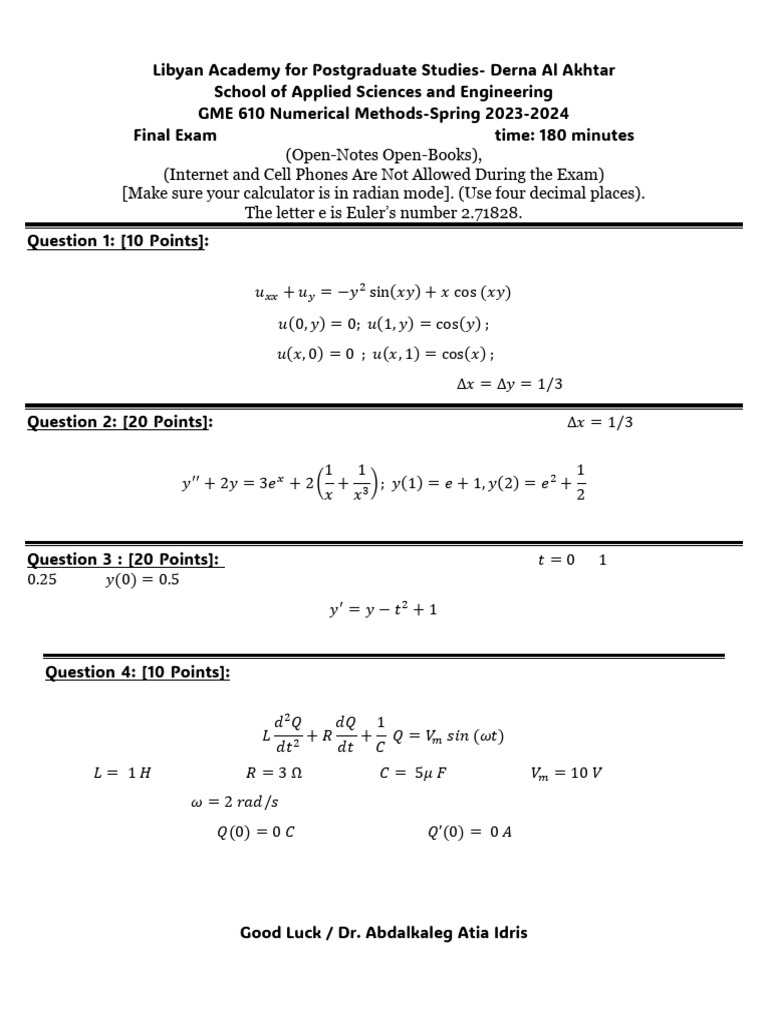 AdvNum LAD SP 23 24 Fianl Exam | PDF