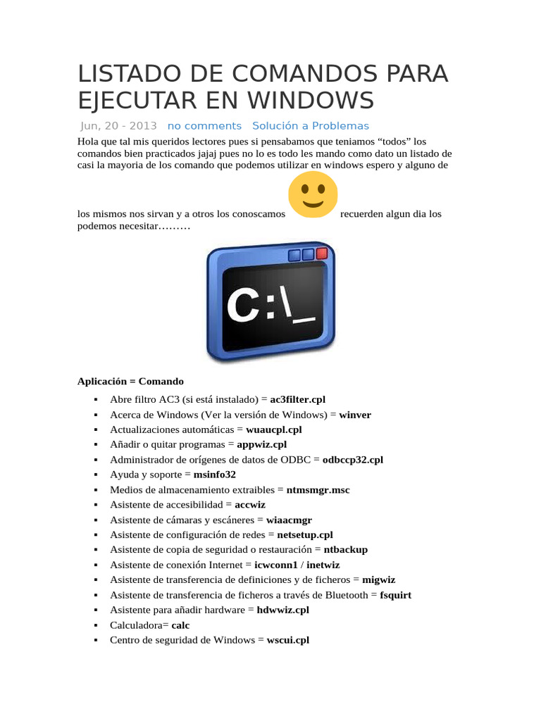 Comandos Esenciales de Windows | PDF | Microsoft Windows | Archivo de ...