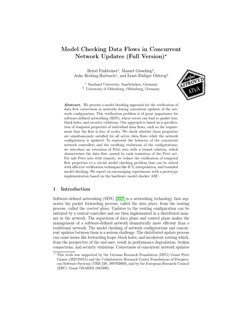 Model Checking Data Flows in SDN Updates | PDF | Routing | Formal ...