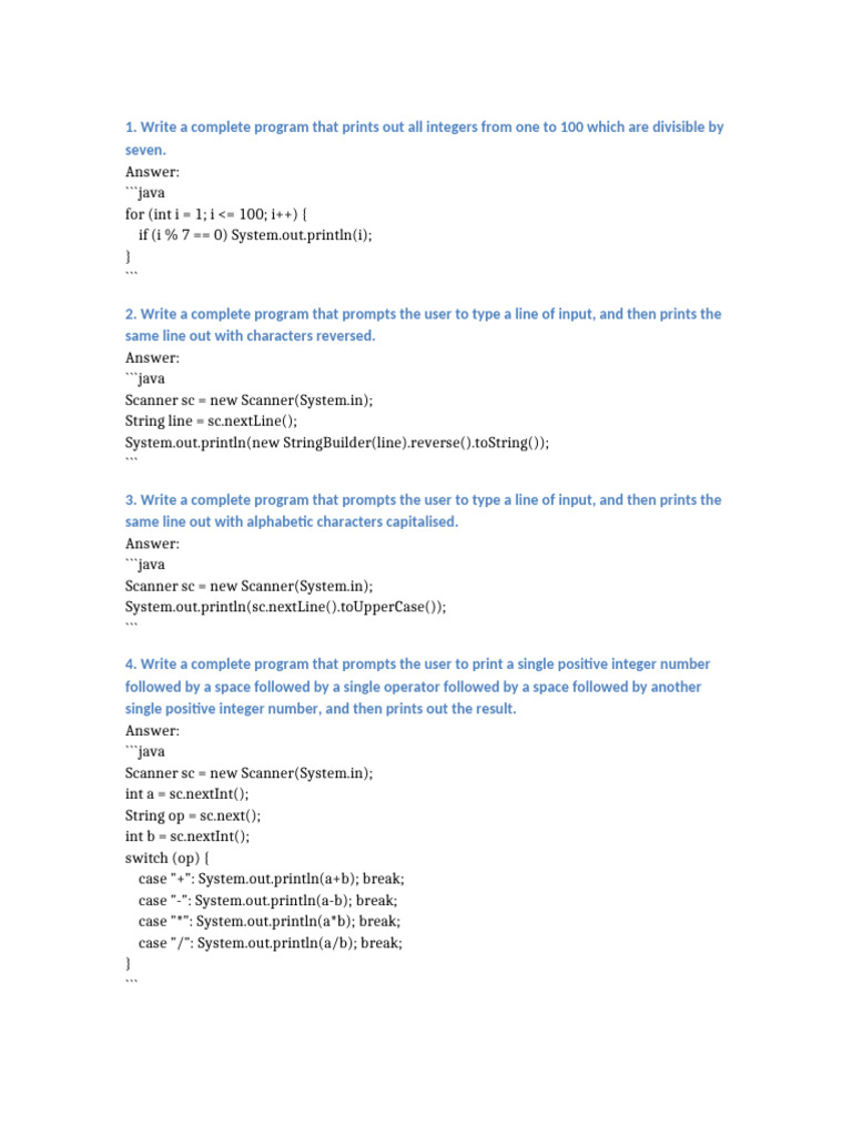 Java Programs for Basic Input and Output | PDF