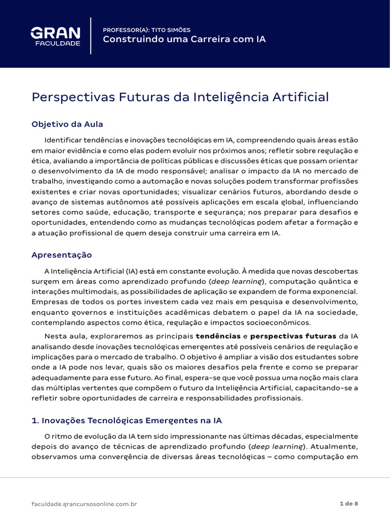Futuro da Carreira em Inteligência Artificial | PDF | Inteligência ...